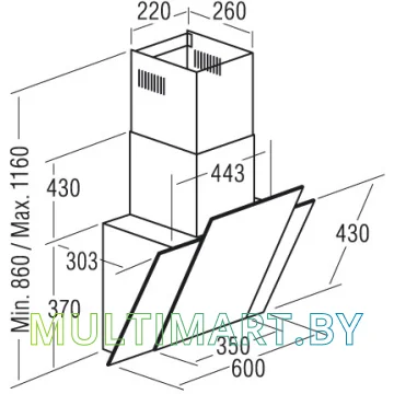Вытяжка CATA PODIUM 600 ABK картинка 2